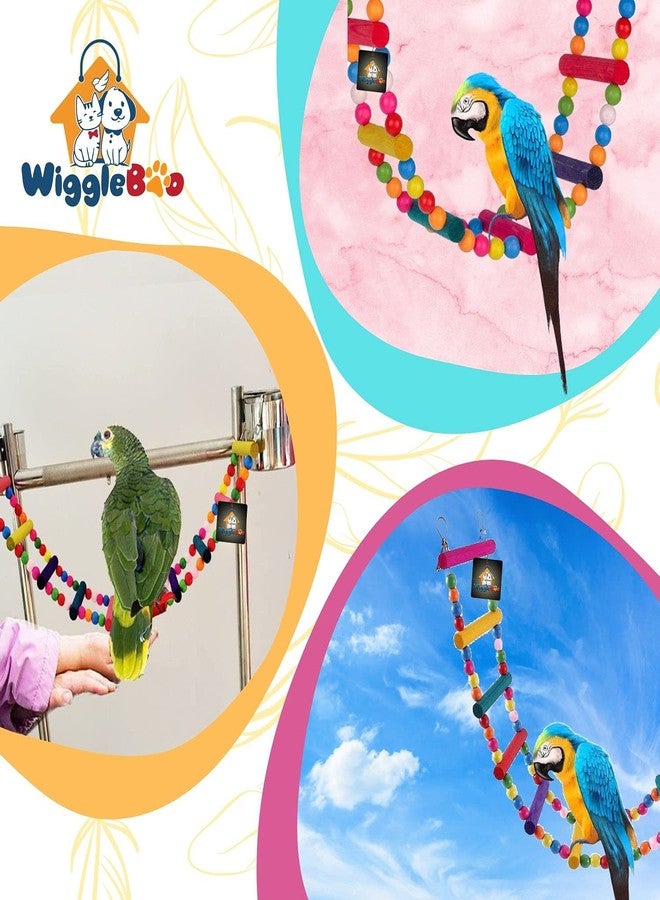 WiggleBoo لعبة سلم الطيور الملونة من ويغل بو | لعبة قفص معلقة مرنة | مناسبة للطيور الصغيرة والمتوسطة | للتأرجح والاهتزاز والمضغ والقفز | 48 سم - Image 5